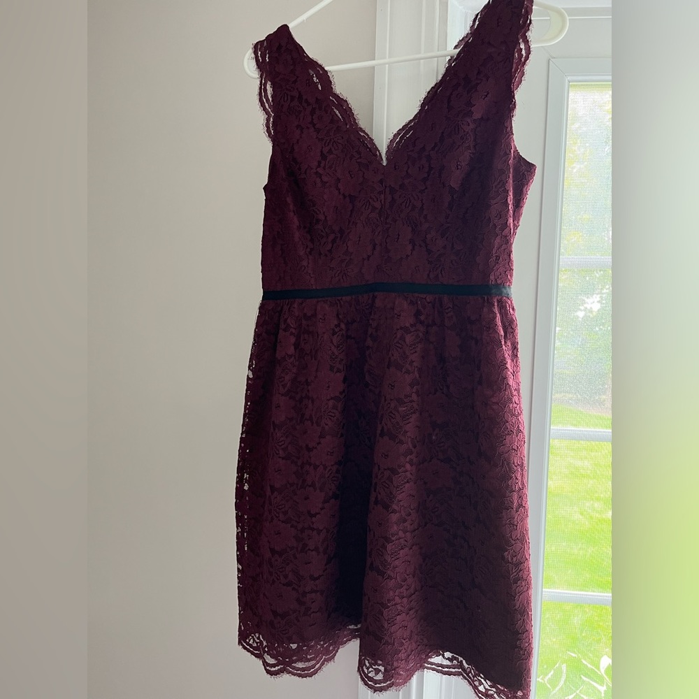 Burgundy Lace cocktail dress. Loft Dress- size 2